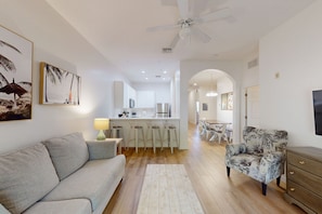 TV, foosball, table tennis, books