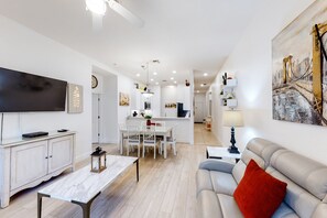 TV, DVD player, table football, ping pong