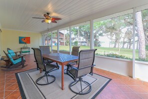 Outdoor dining - Riverfront Retreat, Private Docks, on Small Acreage.  (Sebastian)