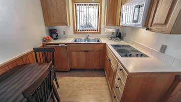 Microwave, stovetop, coffee/tea maker, toaster