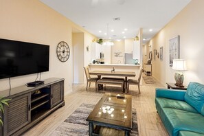 TV, DVD player, table football, ping pong