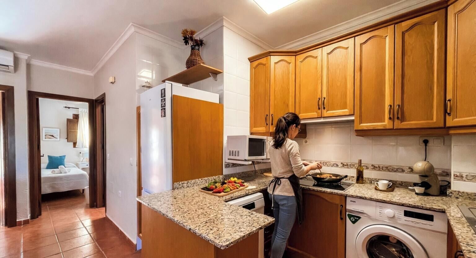 Fridge, microwave, dishwasher, coffee/tea maker