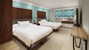 A modern hotel room with two beds, a wooden desk, and a TV. - TRU by Hilton Perrysburg Toledo, OH (Perrysburg)