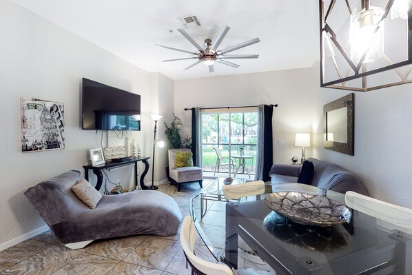 TV, DVD player, table football, ping pong