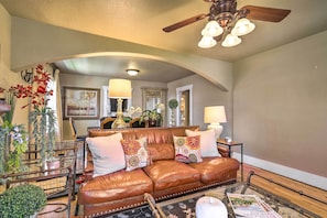 TV, fireplace, DVD player - Charming Home in Downtown Nampa w/ Patio + Yard! (Nampa)