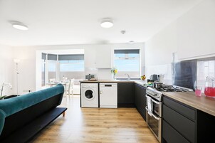 Panoramic Double Room | Private kitchen | Full-size fridge, microwave, oven, stovetop