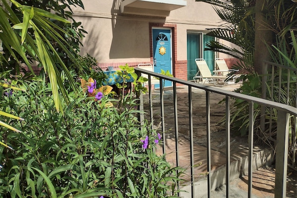 Private Courtyard Entrance. Secure combination lock/deadbolt entry.