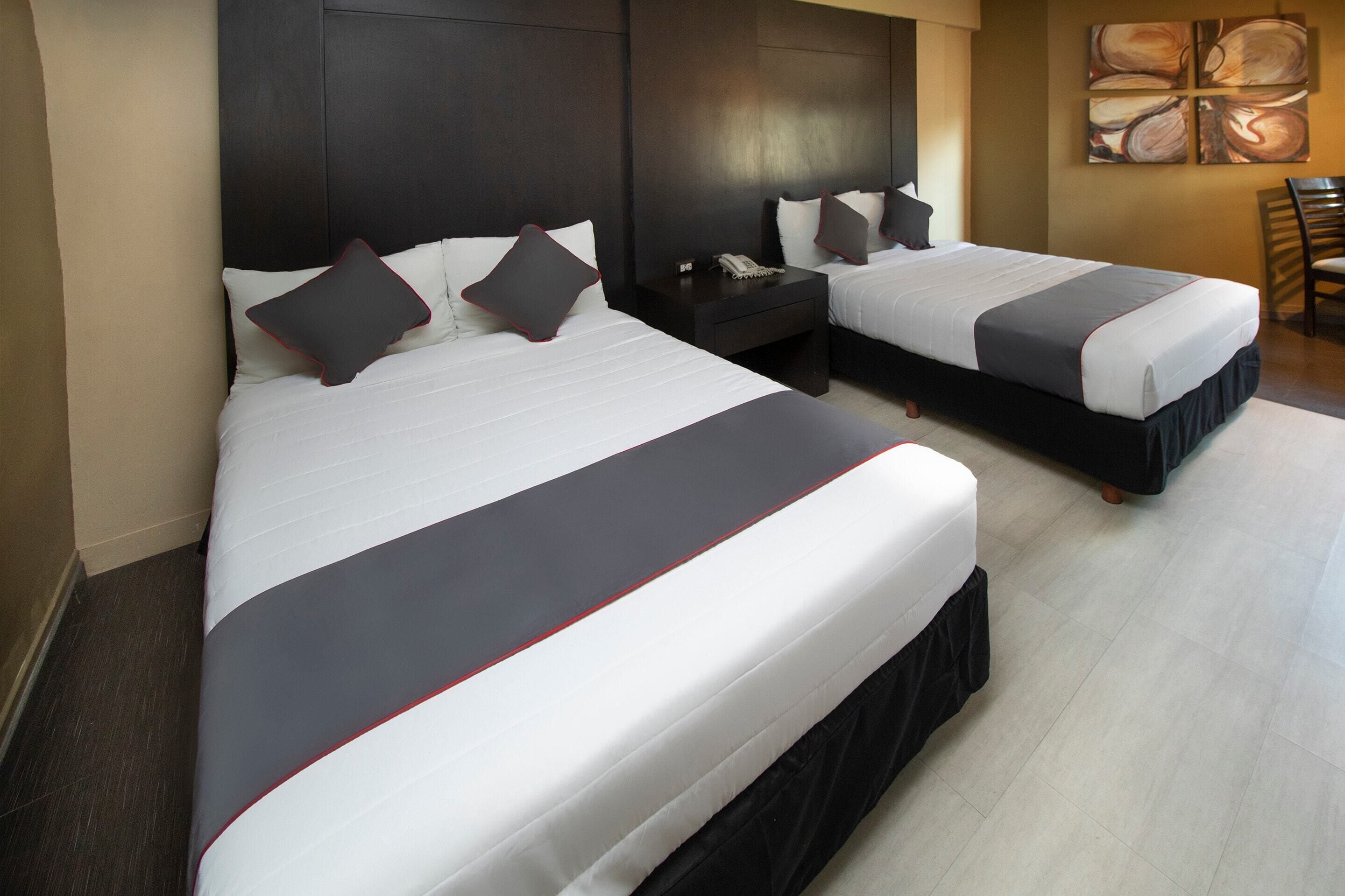 standard room, 2 double beds | 1 bedroom, desk, iron/ironing board, free wifi