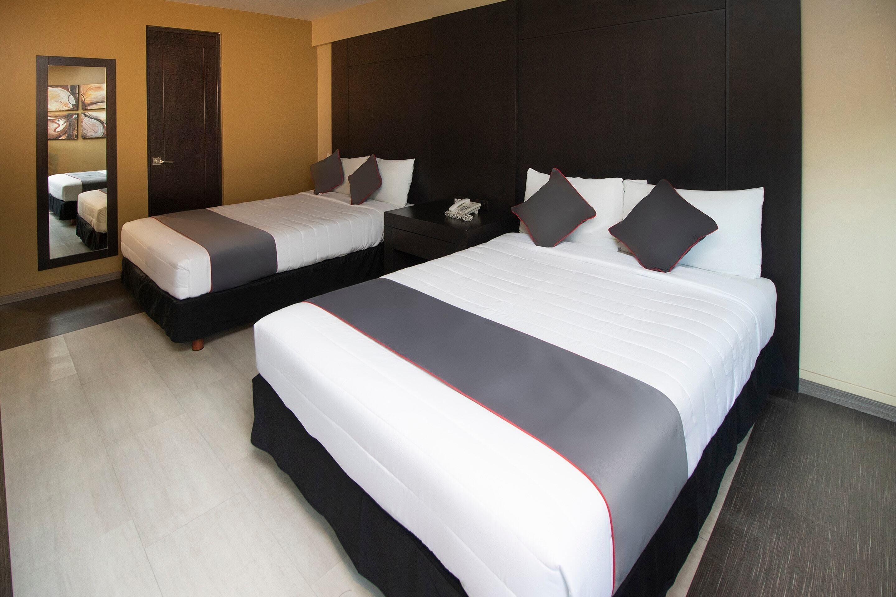 standard room, 2 double beds | 1 bedroom, desk, iron/ironing board, free wifi