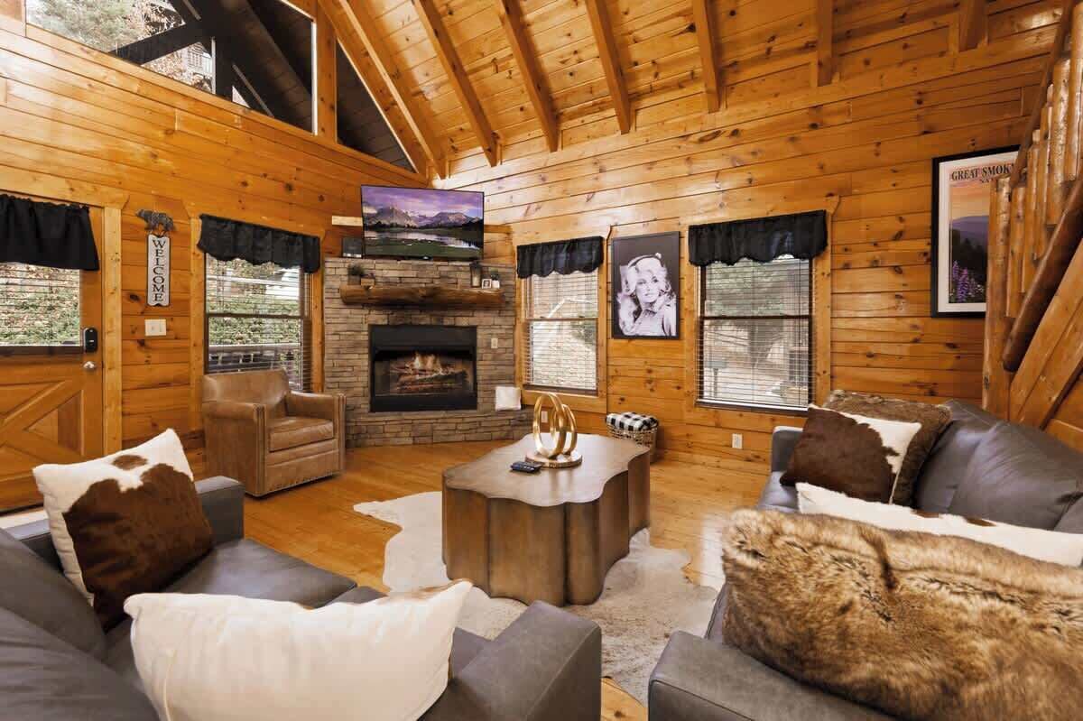 Smart TV, fireplace, video games, DVD player
