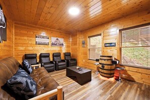 Smart TV, fireplace, video games, DVD player