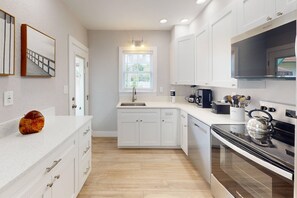 Fridge, microwave, dishwasher, coffee/tea maker