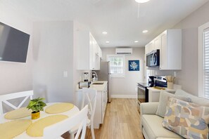 Fridge, microwave, dishwasher, coffee/tea maker