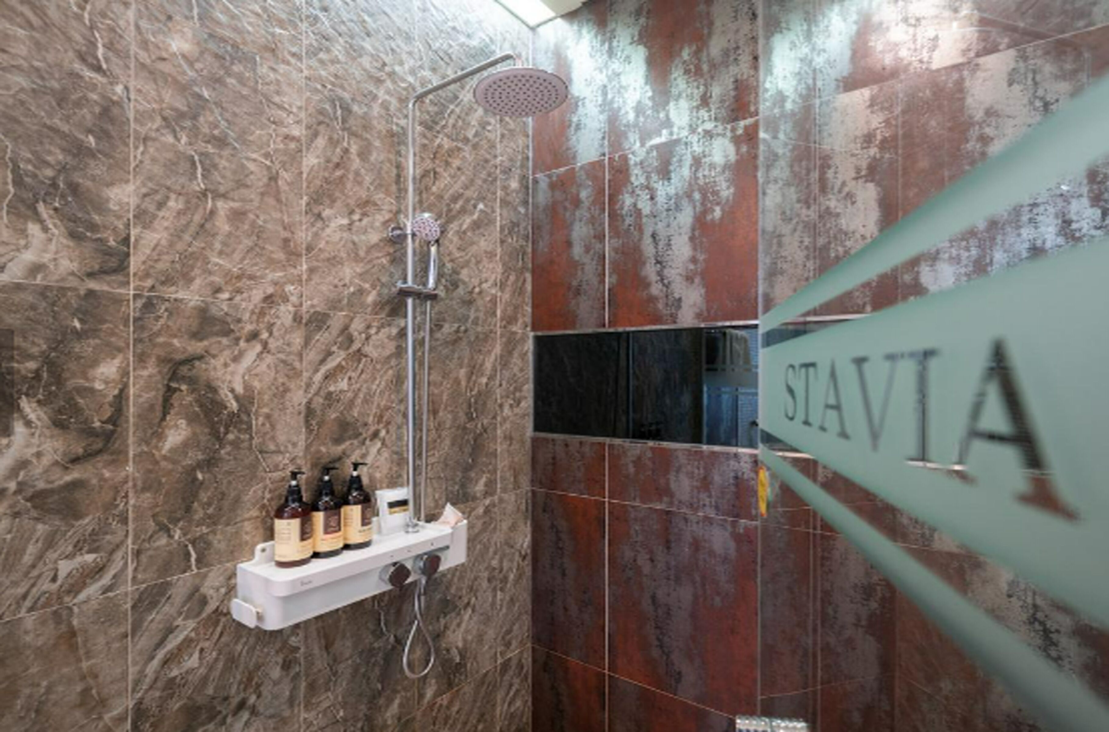 terrace premier double room | bathroom | shower, free toiletries, hair dryer, bathrobes