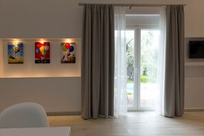 Superior Suite, Private Pool (Aura) | Living area | Flat-screen TV - Votsalo Suites (Thasos)