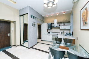 One bedroom. 3 Baseina str. Near a Khreschatyk - 2163 | Private kitchen | Fridge, microwave, stovetop, electric kettle