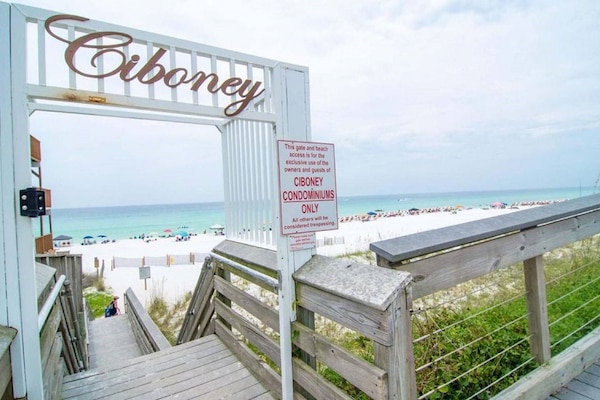 On the beach, white sand