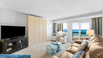 Condo, 1 Bedroom, Ocean View, Beachfront | Living area | 45-inch LED TV with cable channels, TV