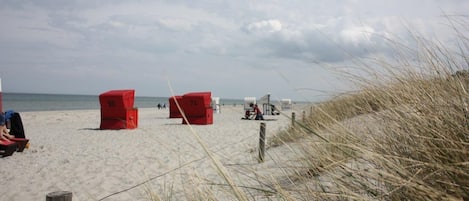 Beach nearby, sun loungers