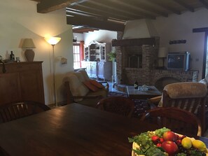 House | Living room | Fireplace, DVD player - Wonderful, Cosy Holiday Home With Private Swimming Pool in a Quiet Area (Monfort)