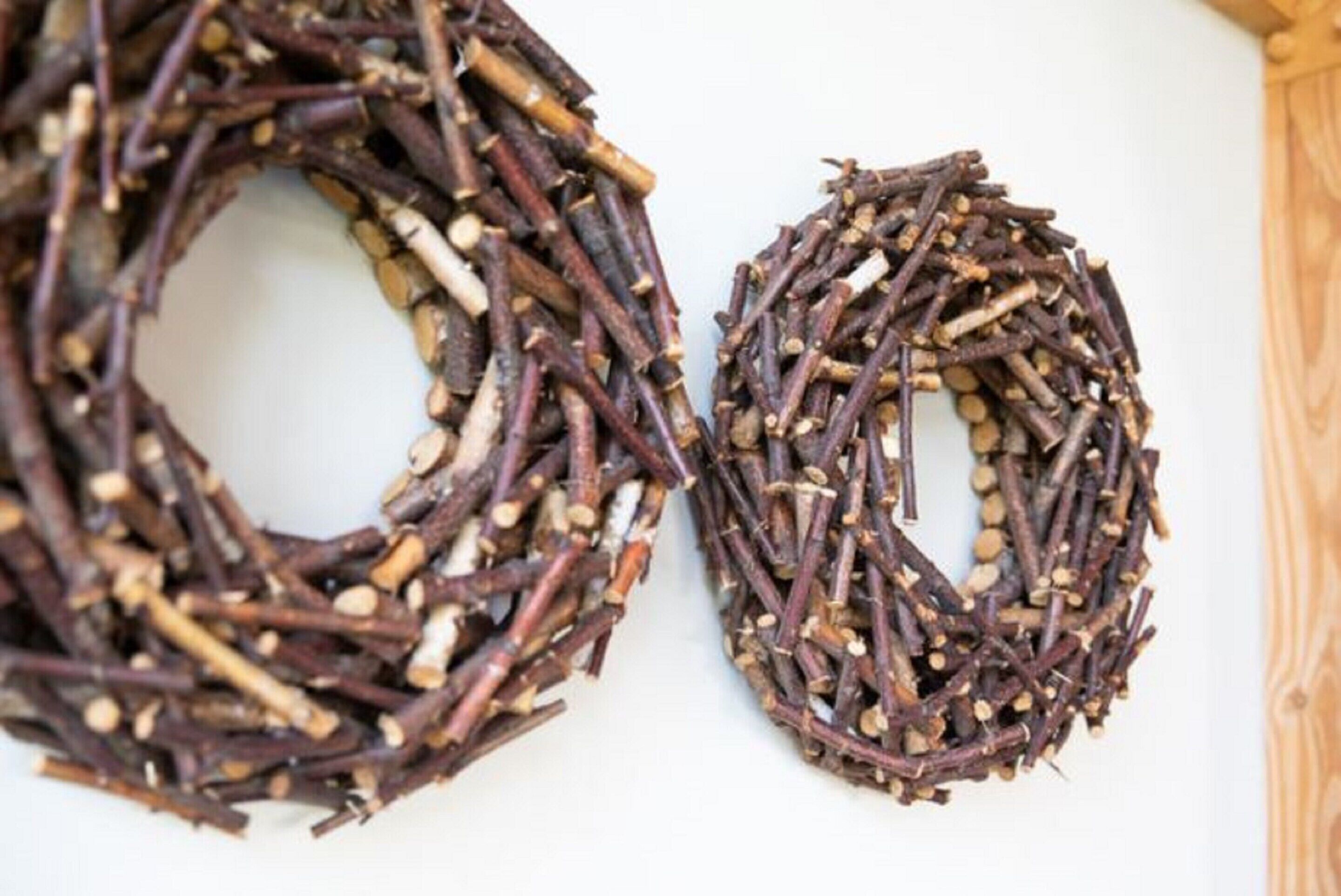 Dois donuts cobertos de chocolate, com nozes e confeitos.