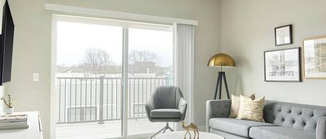 48-inch flat-screen TV with digital channels, TV, streaming services