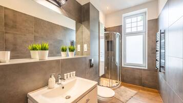 Apartment, 2 Bedrooms | Bathroom | Shower, hair dryer, towels