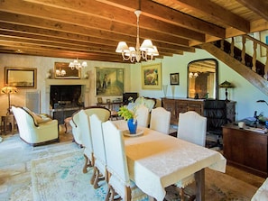 House | Living room | Fireplace, DVD player - Luxury Mansion in La Forêt-de-tessé With Swimming Pool (La Foret-de-Tesse)