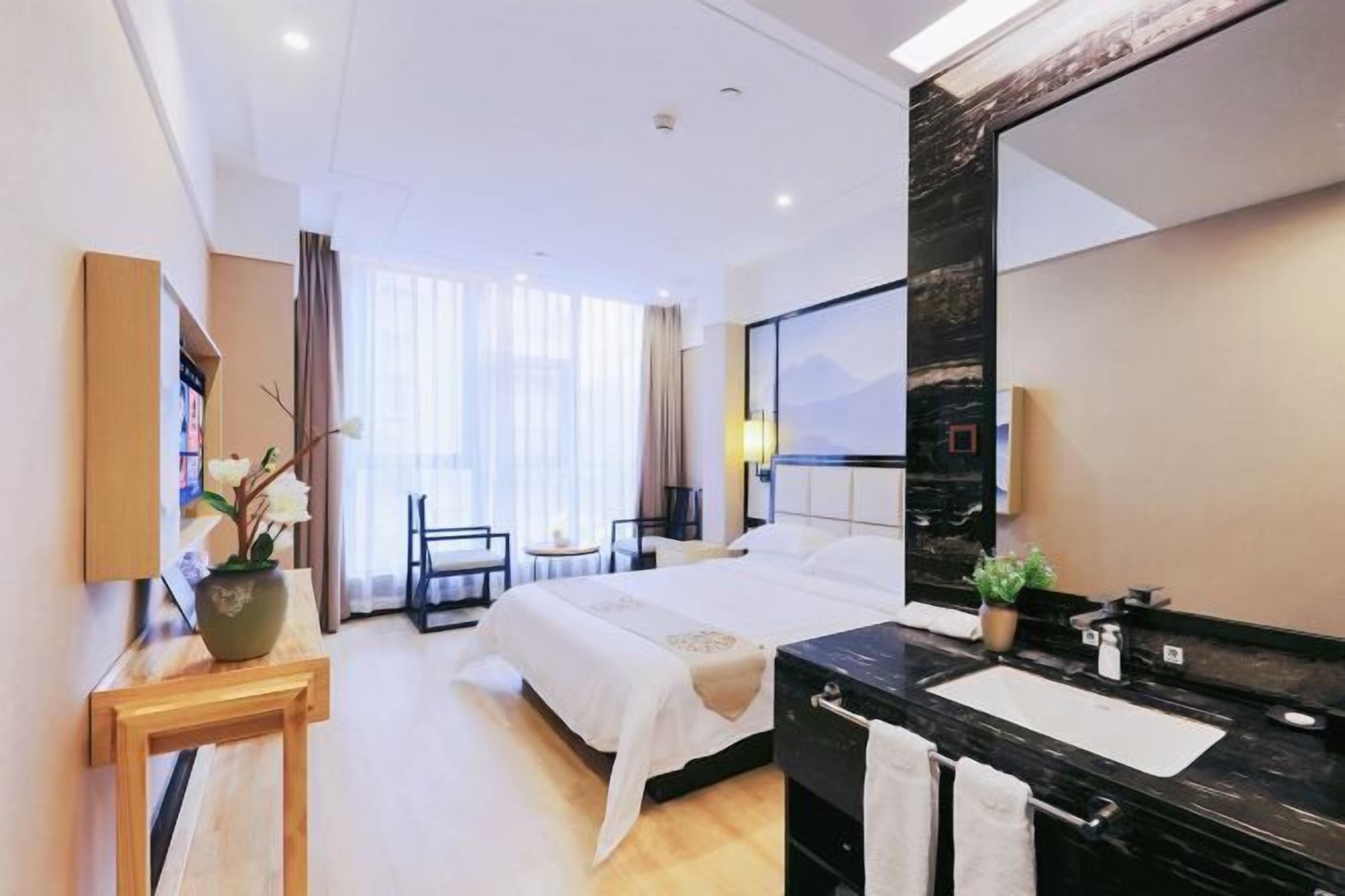 Desk, blackout curtains, free WiFi, bed sheets