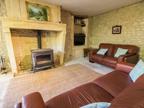 House | Living room | Fireplace, DVD player - Vibrant Mansion in Champagnac With Private Pool (Champagnac)