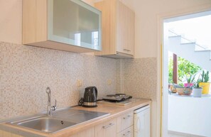 Double Studio Apartment | Private kitchenette | Mini-fridge, stovetop, electric kettle, cookware/dishes/utensils - Anastasia Studios (Kassandra)