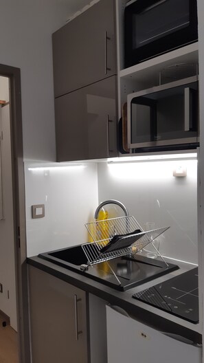 Réfrigérateur, micro-ondes, four, plaque de cuisson