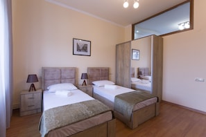 2 bedrooms, desk, soundproofing, iron/ironing board