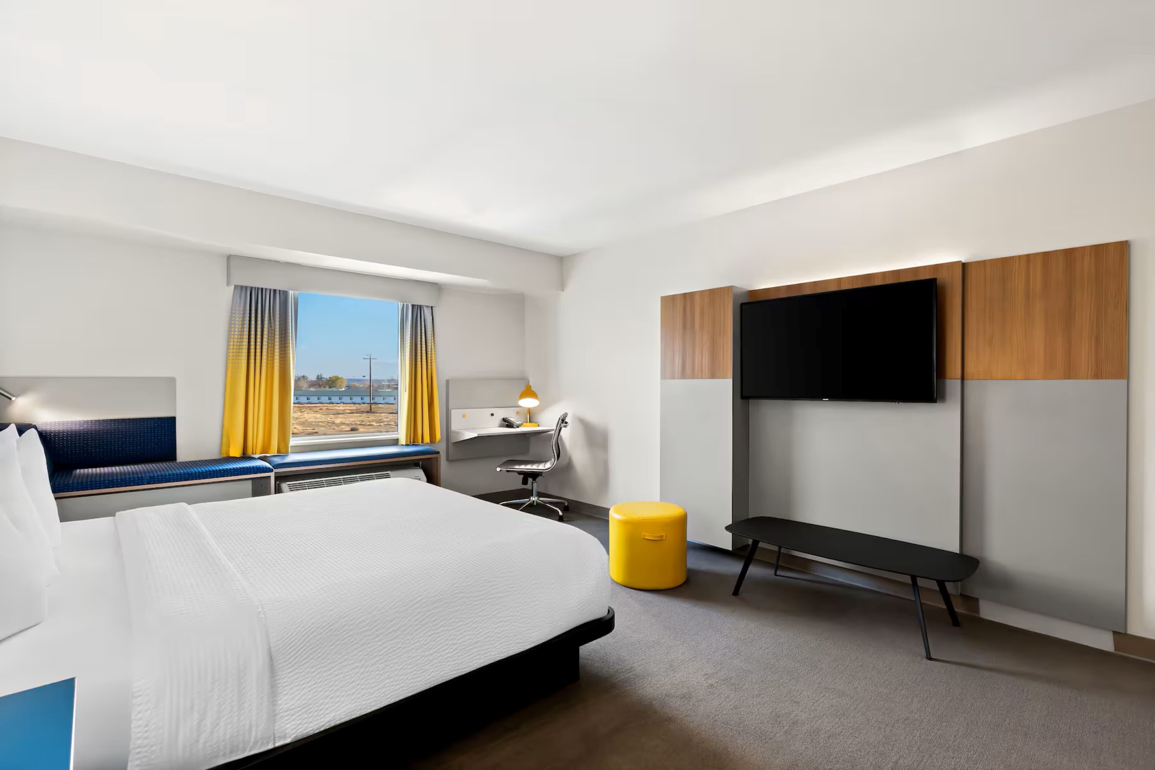 hypo-allergenic bedding, individually decorated, desk, laptop workspace