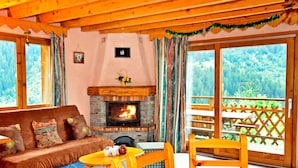 Chalet | Living room | Fireplace - Luxurious Apartment in Champagny-en-vanoise Near Ski Area (Champagny-en-Vanoise)
