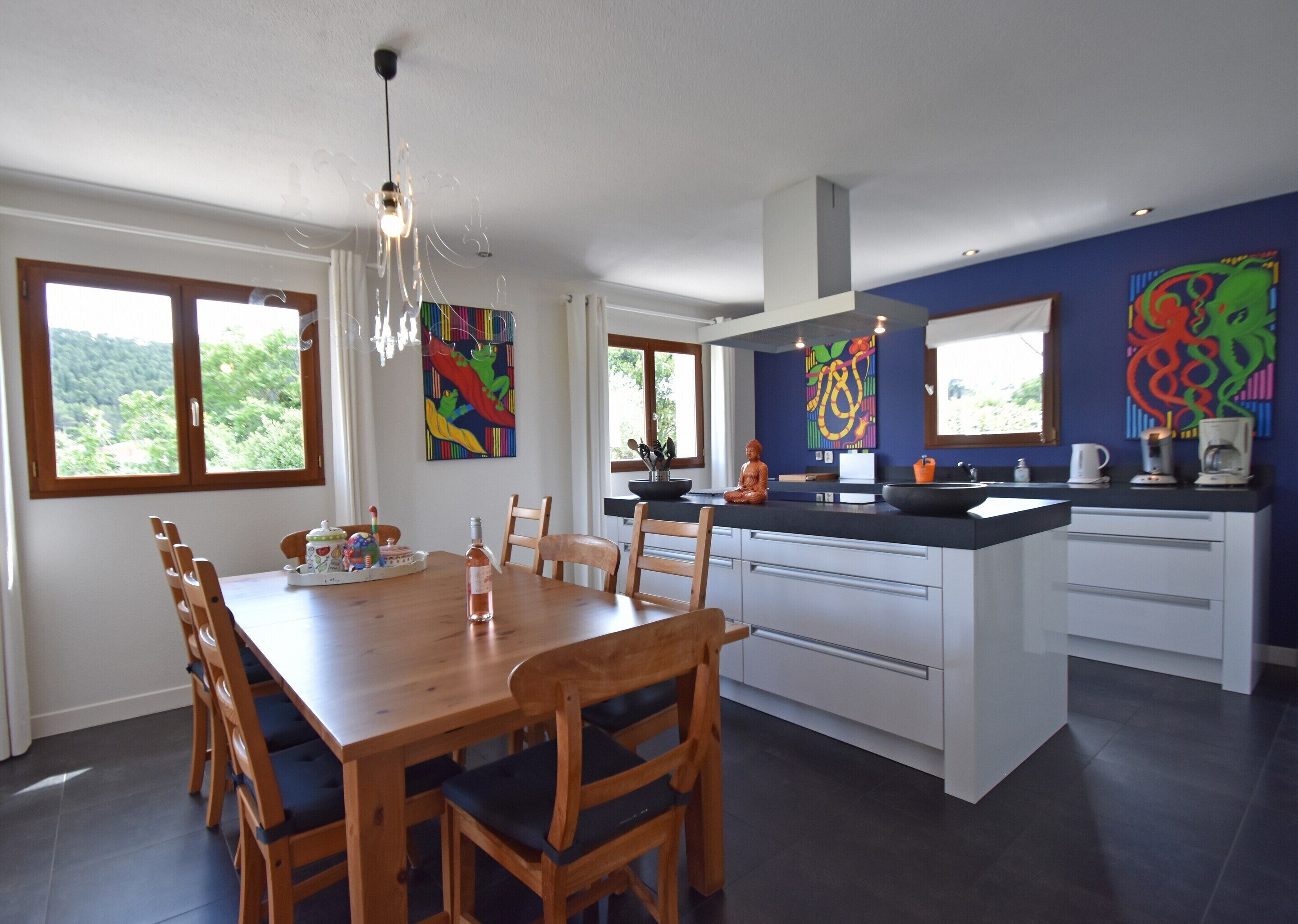 Villa | Private kitchen | Fridge, high chair