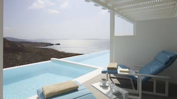 Svit Premium - privat pool - havsutsikt | 1 sovrum, egyptiska bomullslakan och sängtillbehör av högsta kvalitet
