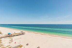 Enjoy stunning ocean views from this beachside hotel's flat roof structure.