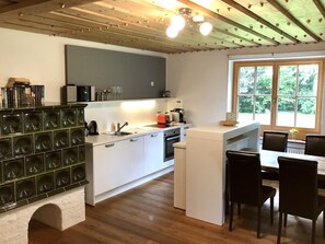 Fridge, oven, stovetop, dishwasher - Charmante Gartenwohnung nahe am Wallersee  (Neumarkt am Wallersee)