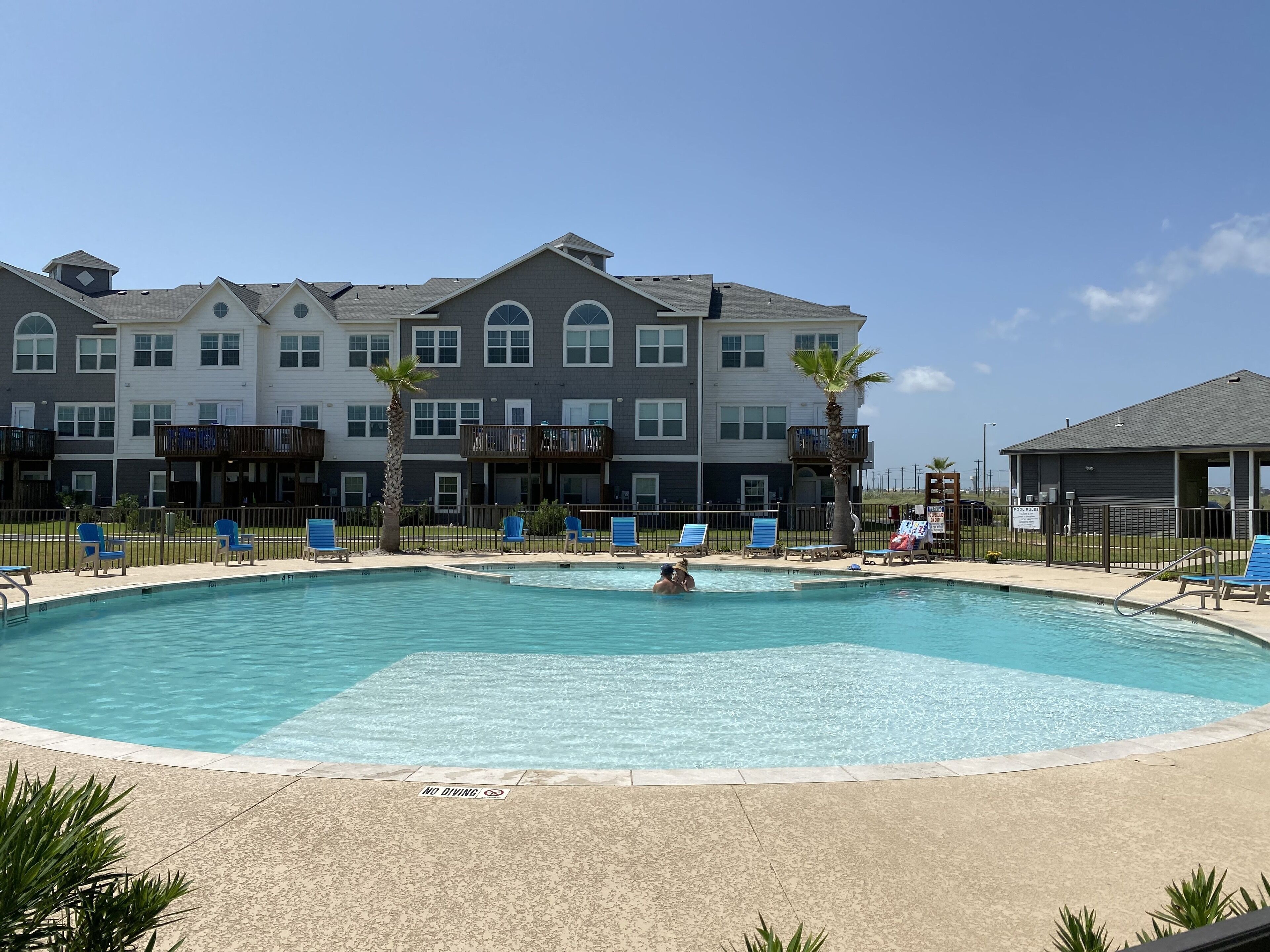 Take a dip in the spacious circular heated pool after an eventful beach day!
