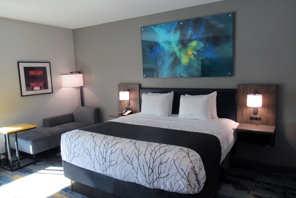 Desk, laptop workspace, free WiFi, bed sheets