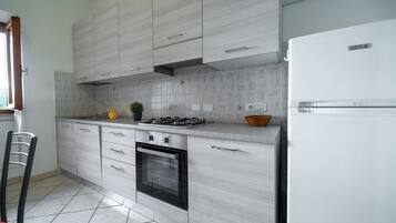Departamento, 2 habitaciones (Sinistra) | Cocina privada | Refrigerador con congelador, horno, parrilla de estufa y lavavajillas