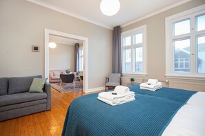 2 bedrooms, iron/ironing board, travel crib, WiFi