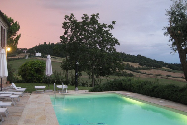 Seasonal outdoor pool, pool umbrellas, pool loungers