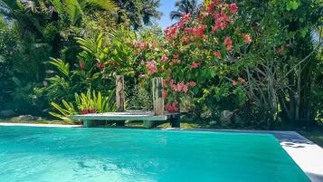 Outdoor pool, pool loungers