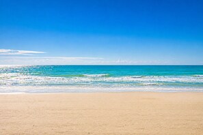 Beach nearby, sun loungers