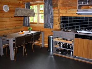 Dining - Wooden Cottage With a Veranda Located in a Natural Area (Onstwedde)