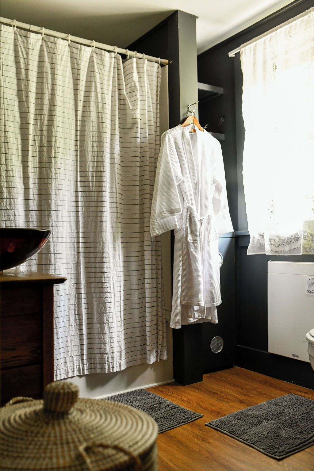 bluebird suite- above the bistro | bathroom | shower, hair dryer, towels, soap