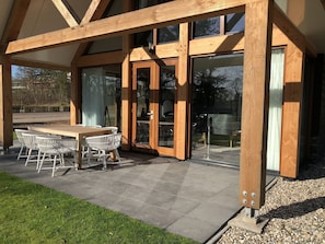 Balcony - Beautiful Designed Sauna Villa, in National Park De Hondsrug (Exloo)