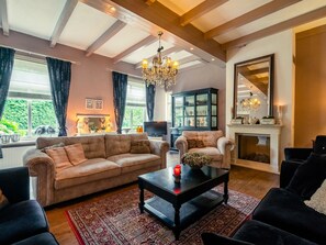 Villa | Living room | Fireplace, DVD player - Historic Villa in Gasselternijveen With Fireplace (Gasselternijveen)